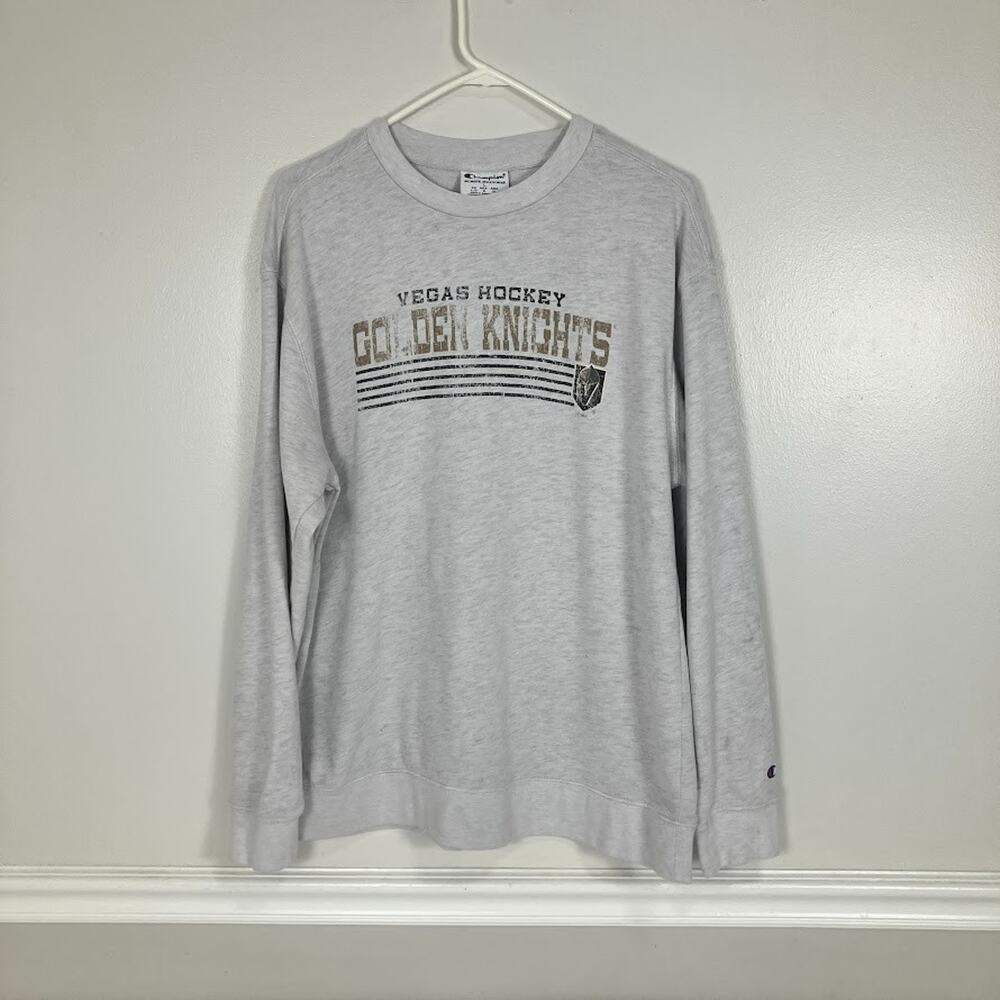 Las Vegas Golden Knights Sweatshirt Mens Size L Champion Crew Neck Gray NHL